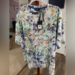 Bugatchi Short Sleeve T Shirt Artsy All Over Print XXL